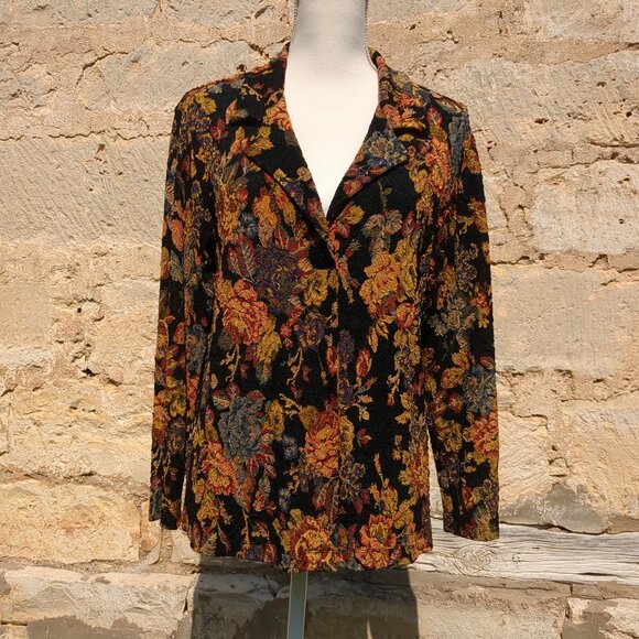 Chico's Women's Blazer Style Light Jacket Floral - Picture 2 of 8